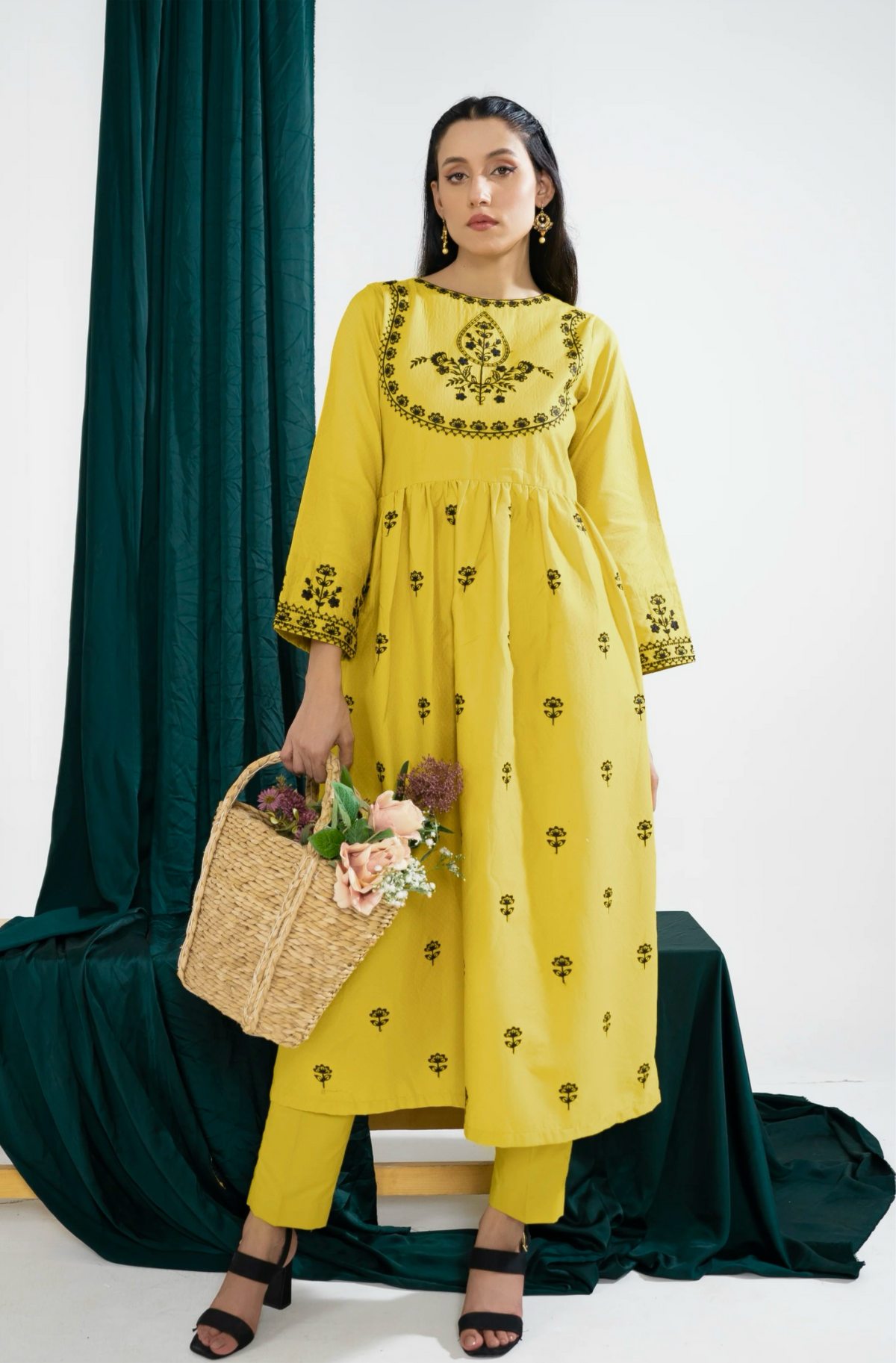 Nargis - Yellow Frock Embroidered Lawn 2 piece